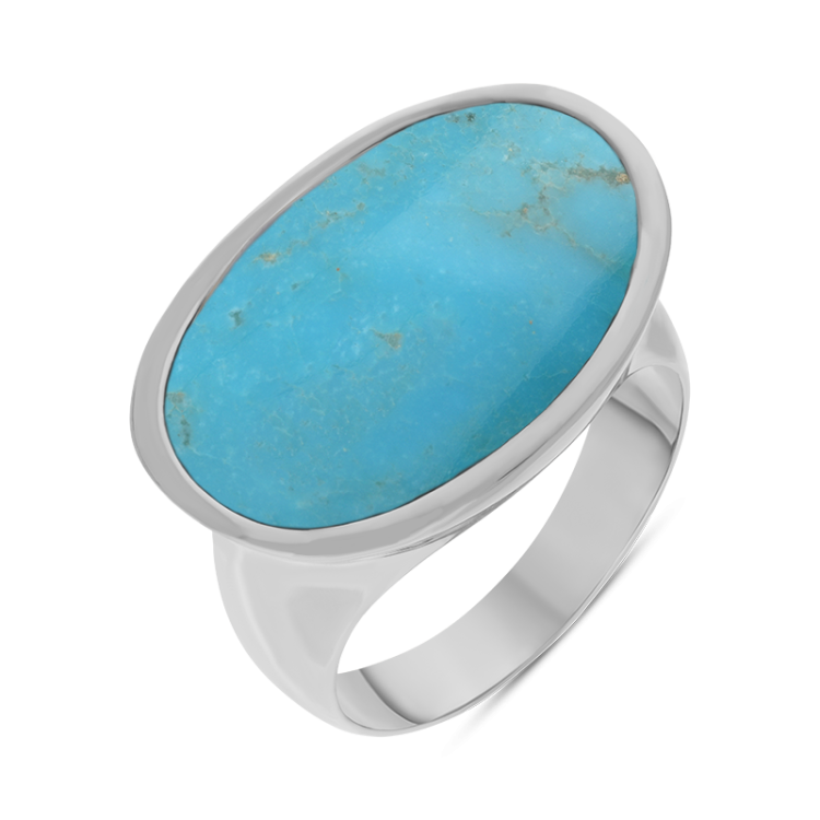 Sterling Silver Turquoise Oval Statement Ring D - Option1 Value Silver