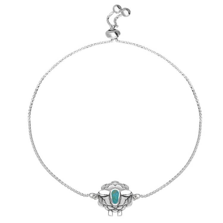 Sterling Silver Turquoise Sheep Adjustable Bracelet - Silver