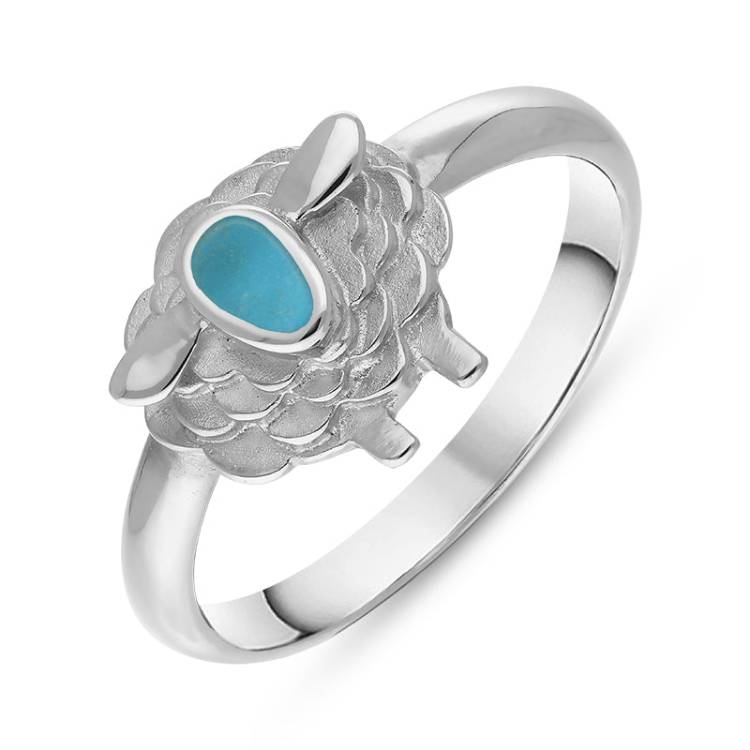Sterling Silver Turquoise Sheep Ring - Silver