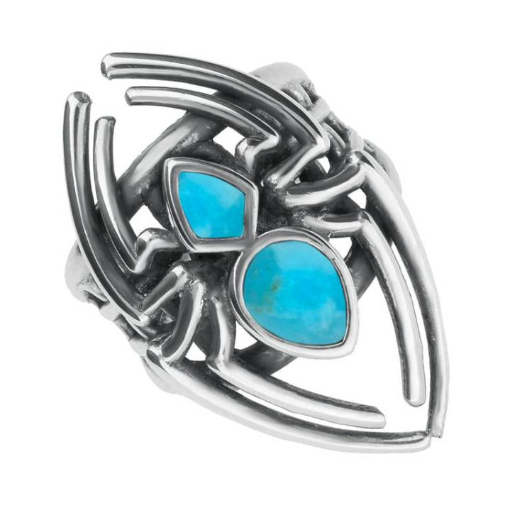 Sterling Silver Turquoise Small Spider Web Ring
