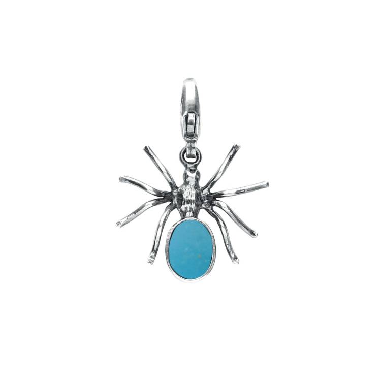 Sterling Silver Turquoise Spider Clip Charm