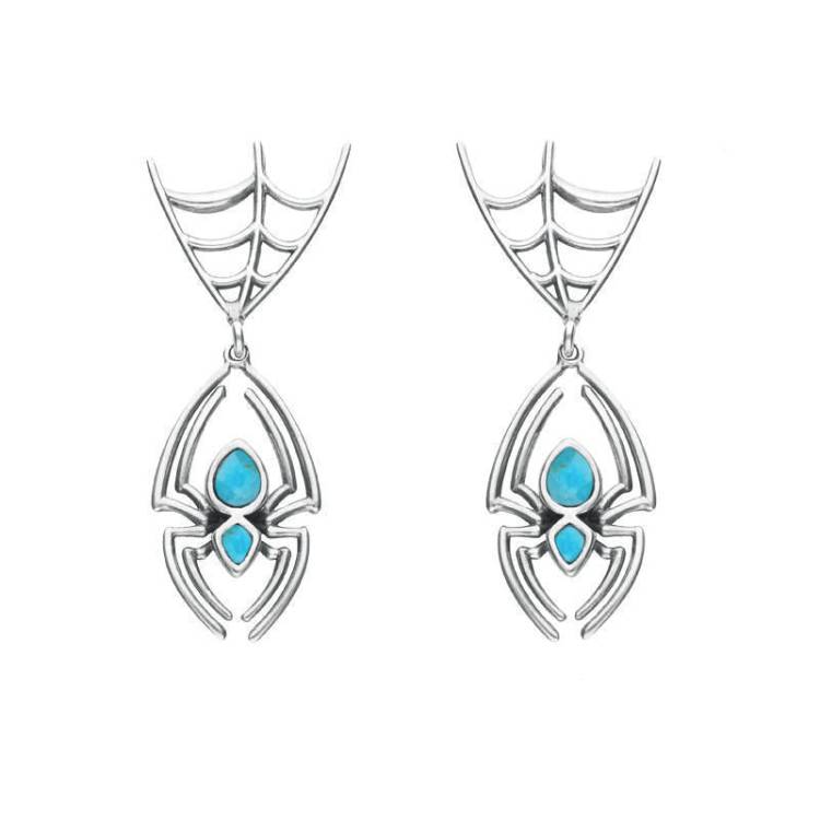 Sterling Silver Turquoise Spider Web Top Earrings