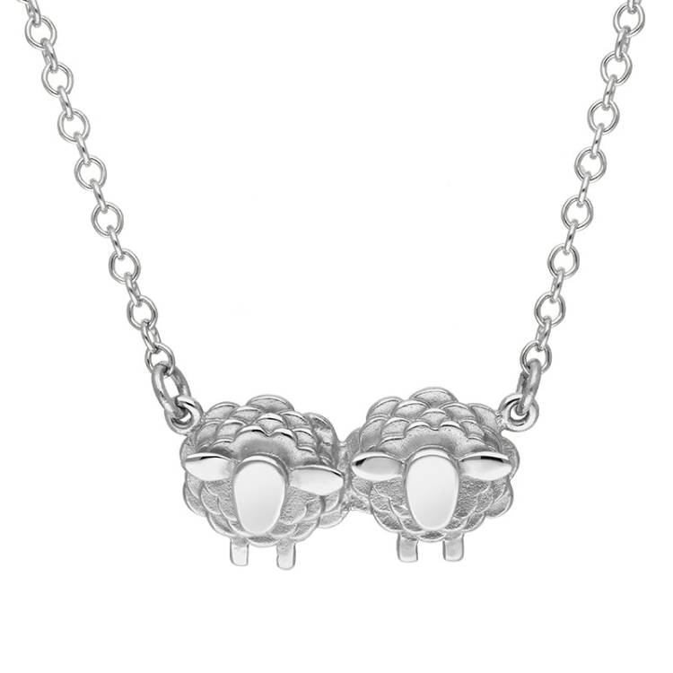 Sterling Silver Two Sheep Necklace - Silver