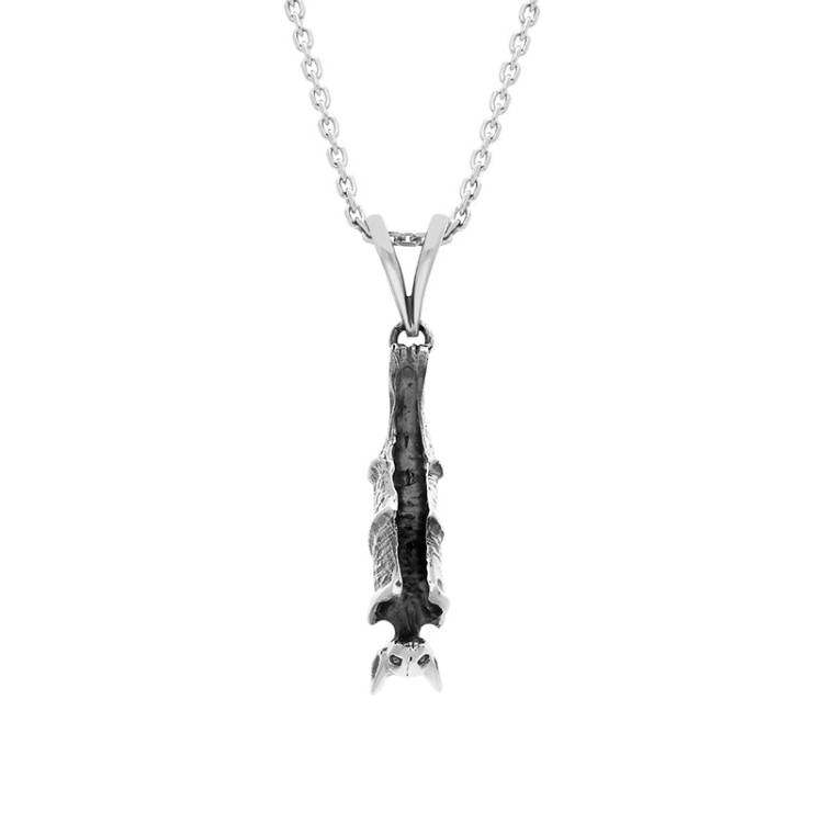 Sterling Silver Upside Down Hanging Bat Pendant - Silver