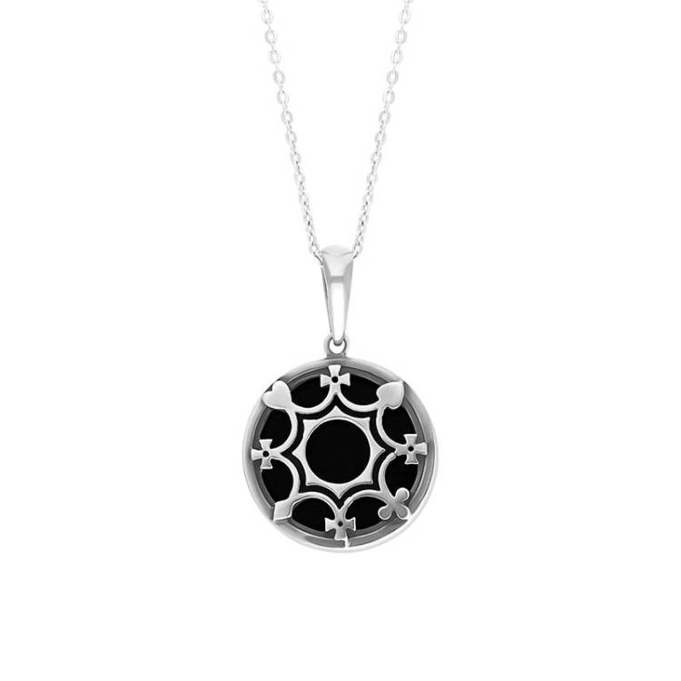 Sterling Silver Whitby Jet House Of Cards Necklace - Silver