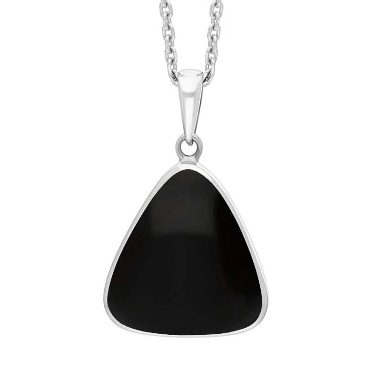Sterling Silver Whitby Jet Triangle Necklace D