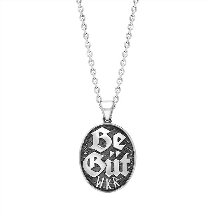 Sterling Silver Be Güt Oval Pendant Necklace - Silver