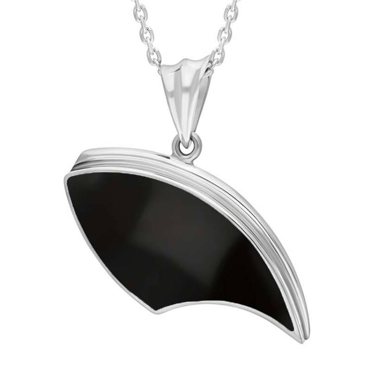 Sterling Silver Whitby Jet Claw Shaped Necklace