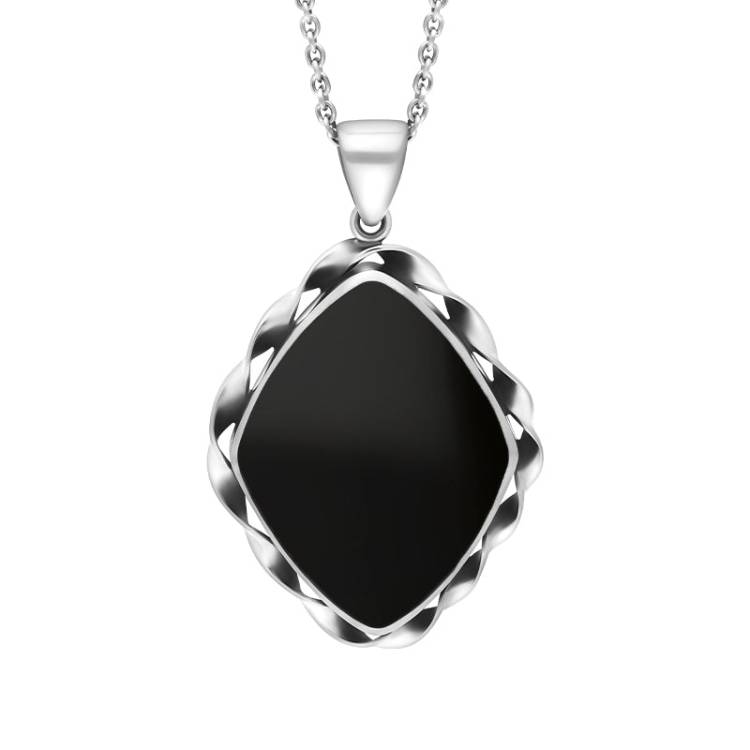 Sterling Silver Whitby Jet Rope Edge Necklace D
