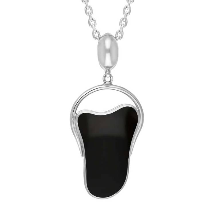 Sterling Silver Whitby Jet Freeform Oval Bale Necklace