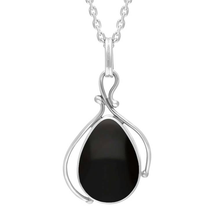Sterling Silver Whitby Jet Pear Drop Twisted