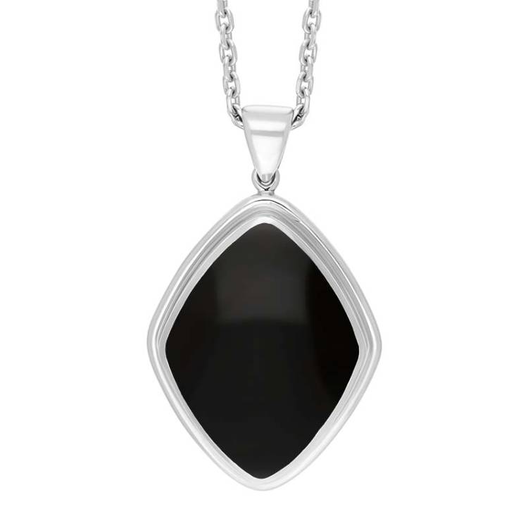 Sterling Silver Whitby Jet Rhombus Necklace
