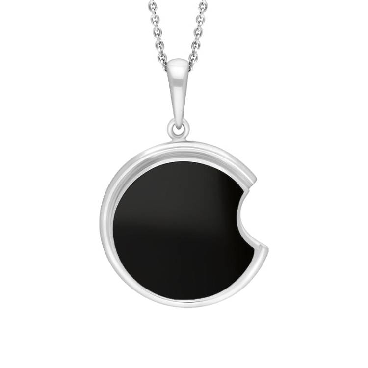 Sterling Silver Whitby Jet Round Cut-Out Necklace D