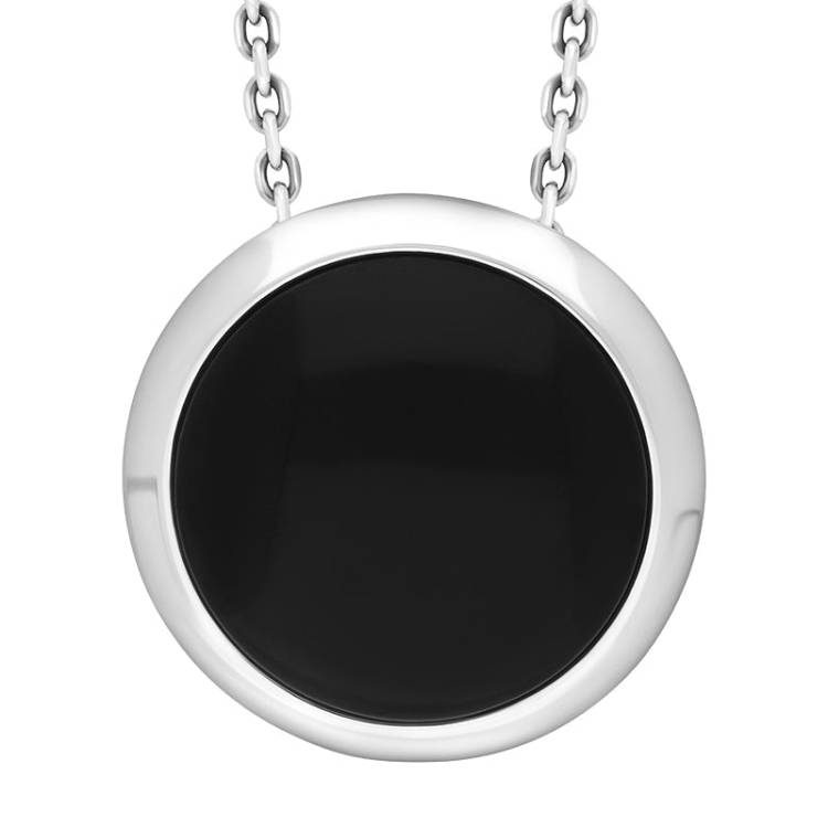 Sterling Silver Whitby Jet Round Necklace