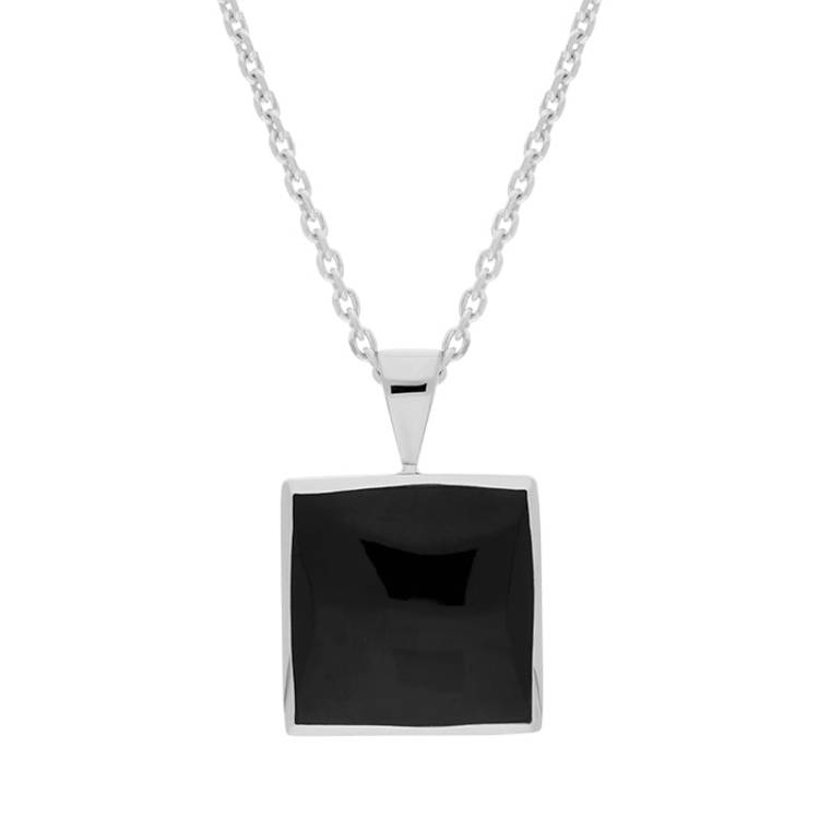 Sterling Silver Whitby Jet Small Square Pendant