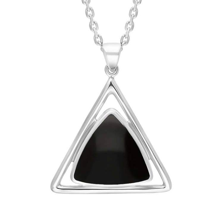 Sterling Silver Whitby Jet Triangle Open Frame Necklace