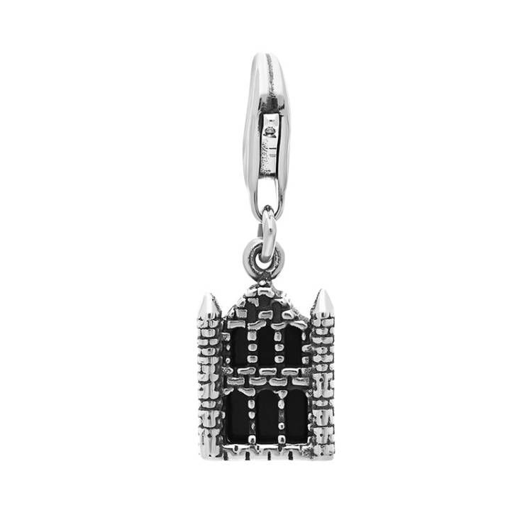 Sterling Silver Whitby Jet Whitby Abbey Charm - Silver