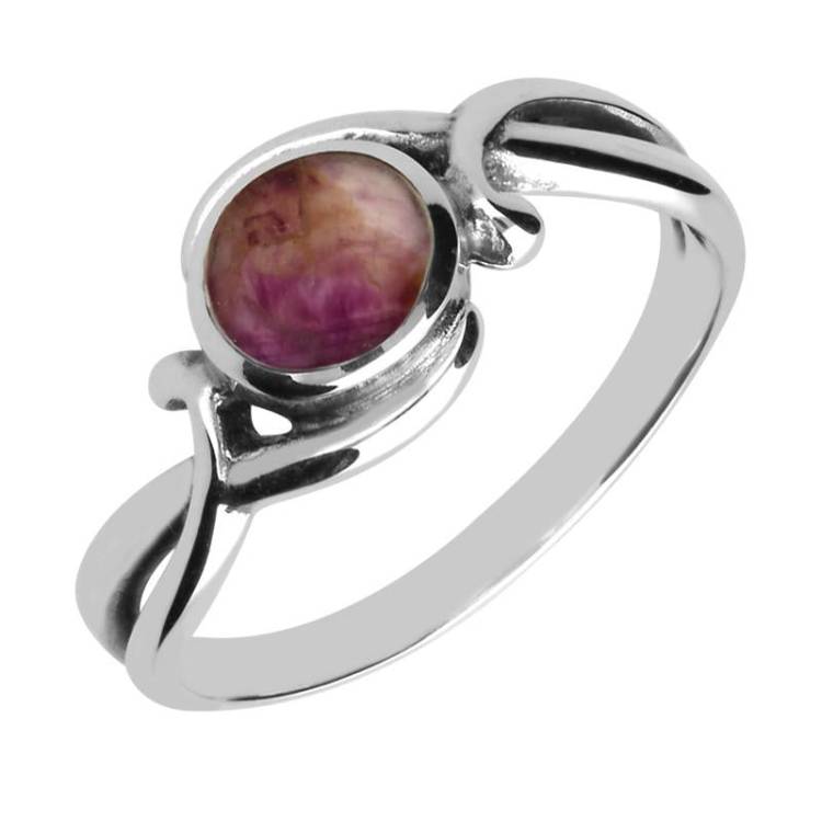 Sterling Silver Blue John Round Scroll Ring - Option1 Value Silver