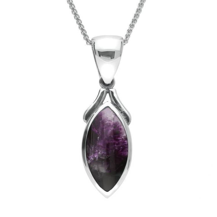 Sterling Silver Blue John Marquise Necklace - Option1 Value Silver