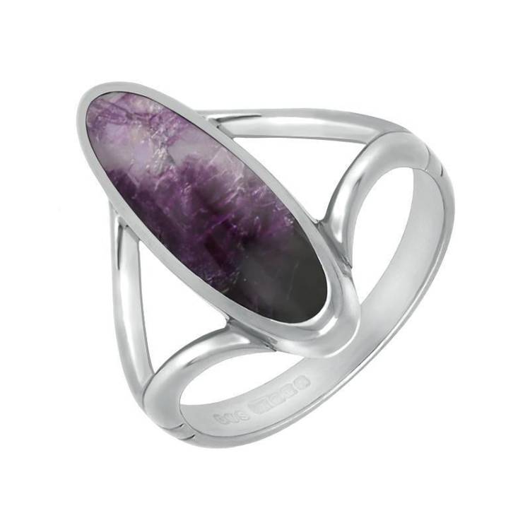 Sterling Silver Blue John Oval Split Shank Ring - Silver