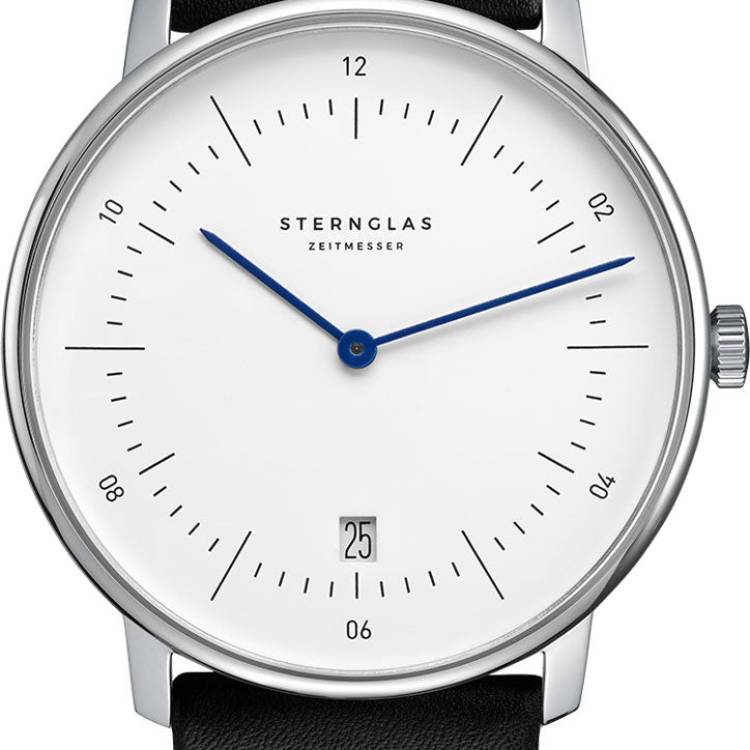 Sternglas Watch Naos Quartz Leather - White