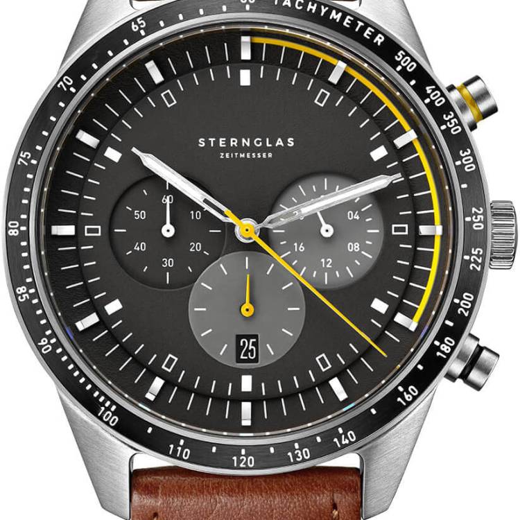 Sternglas Watch Tachymeter Quartz Leather - Black