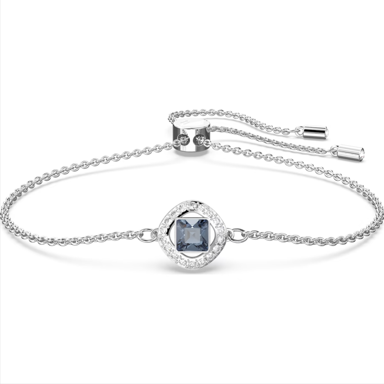 Swarovski Angelic Rhodium Plated Square Cut Blue Crystal Bracelet - Silver