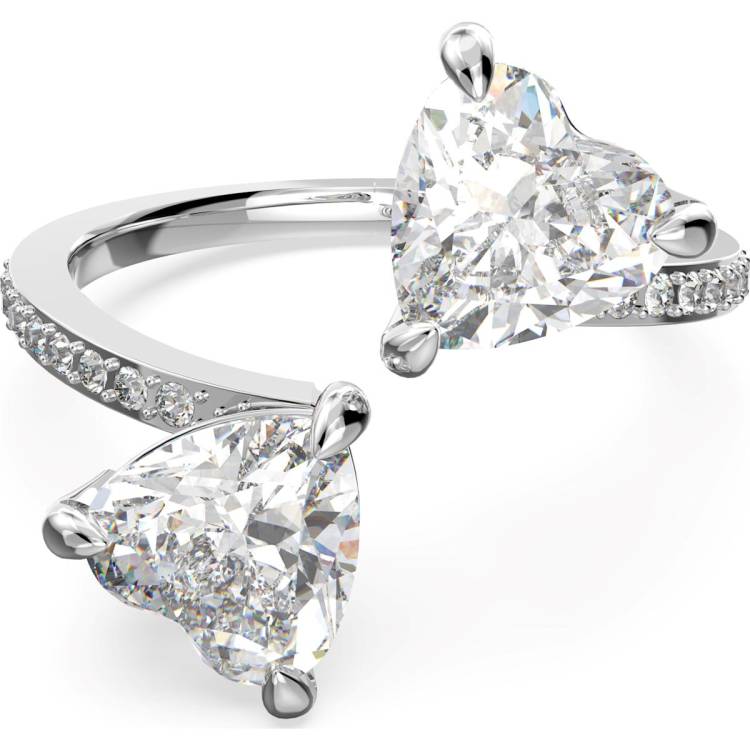 Swarovski Attract Rhodium Plated White Crystal Soul Ring Size 50 - Silver