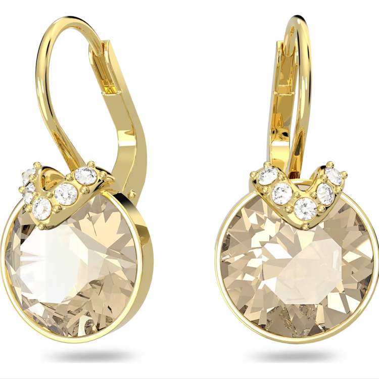Swarovski Bella Yellow Gold Tone Plated V Clear Crystal Earrings - Gold