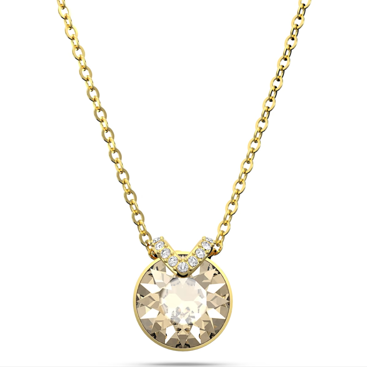 Swarovski Bella Yellow Gold Tone Plated V Clear Crystal Necklace - Gold
