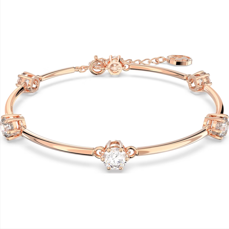 Swarovski Constella Rose Gold Tone Plated White Crystal Bangle - Gold