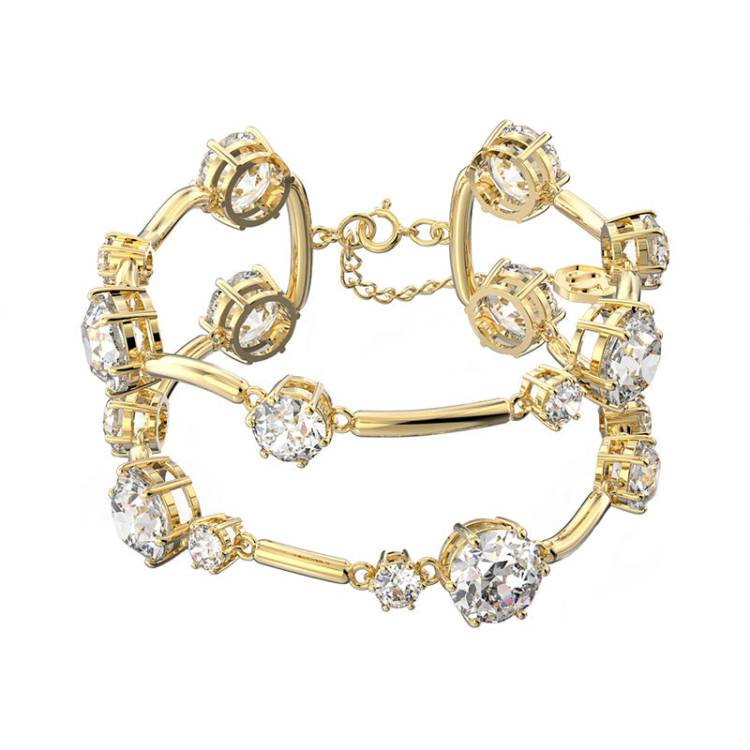 Swarovski Constella Yellow Gold Tone Plated White Crystal Bangle - Gold