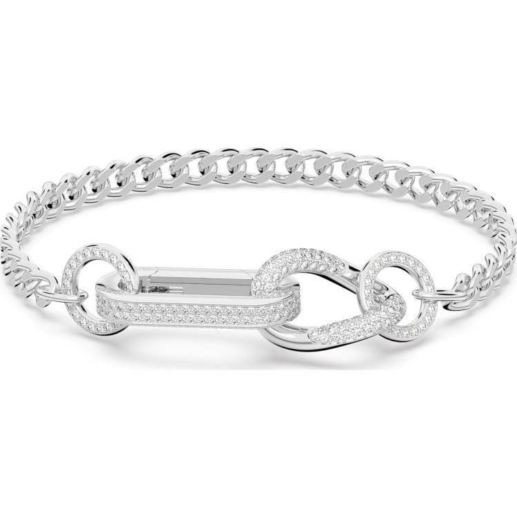 Swarovski Dextera Rhodium Plated White Crystal Links Bracelet - Silver