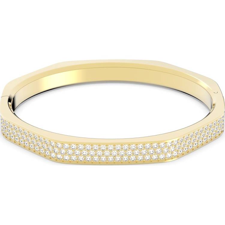 Swarovski Dextera Yellow Gold Tone Plated White Crystal Octagon Bangle - Gold