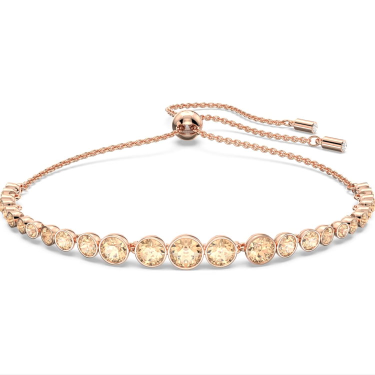 Swarovski Emily Rose Gold Tone Plated Round Pink Crystal Bracelet - Gold