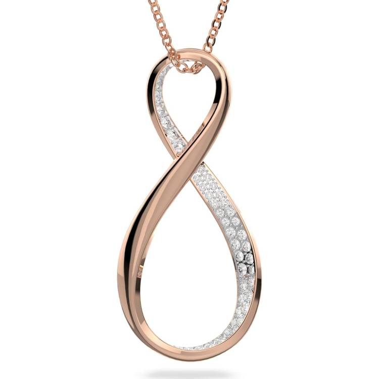 Swarovski Exist Rose Gold Tone Plated White Crystal Infinity Pendant - Gold