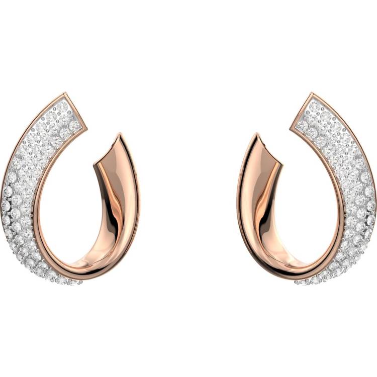 Swarovski Exist Yellow Gold Tone Plated White Crystal Small Hoop Earrings - Gold