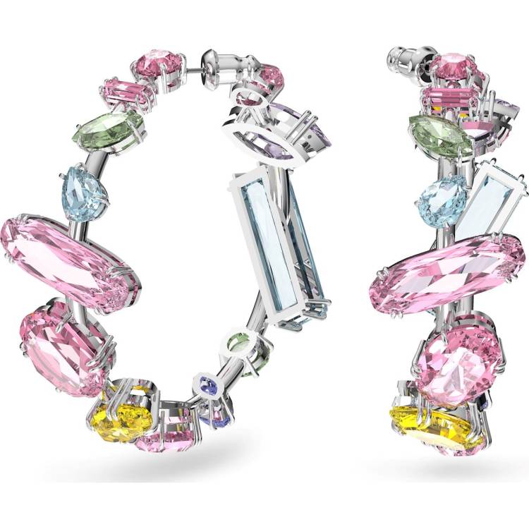 Swarovski Gema Rhodium Plated Multicoloured Crystal Mixed Cut Earrings - Silver