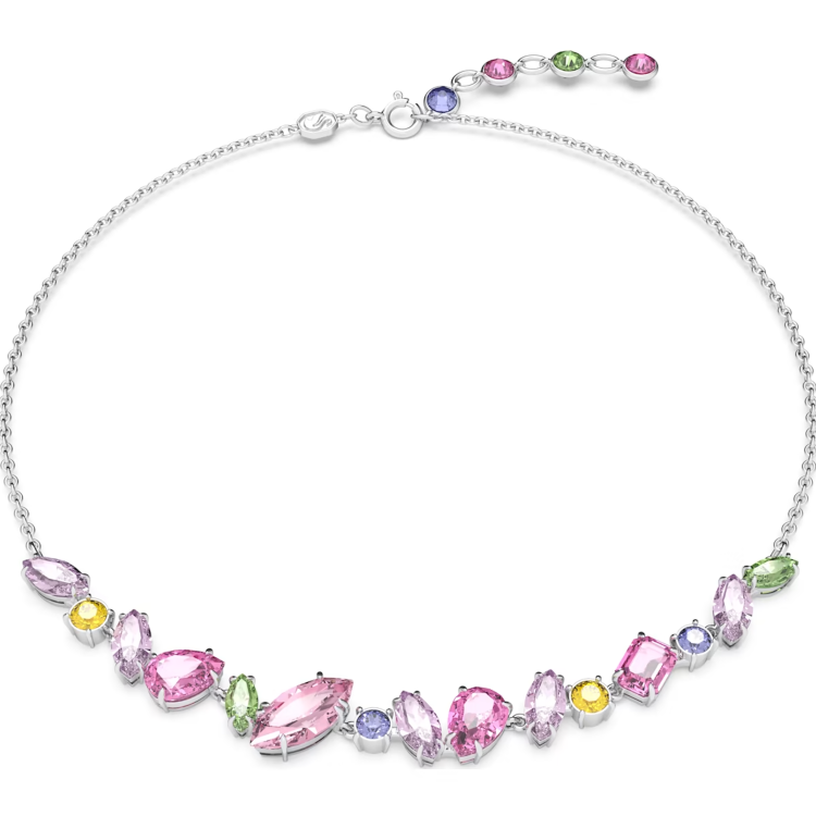 Swarovski Matrix Rhodium Plated Multicoloured Necklace - Silver