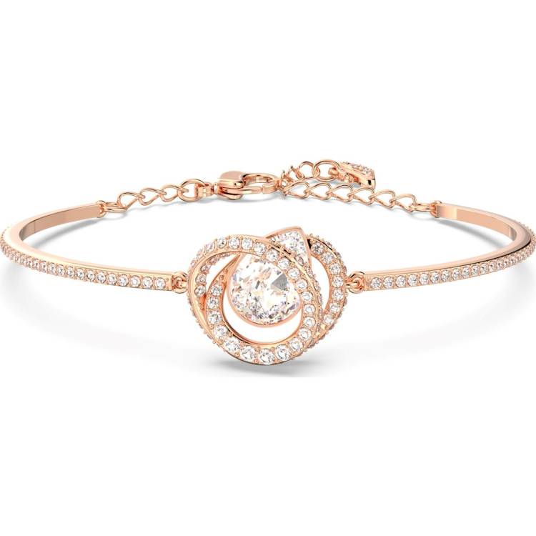 Swarovski Generation Rose Gold Tone Plated White Crystal Spiral Bangle - Gold