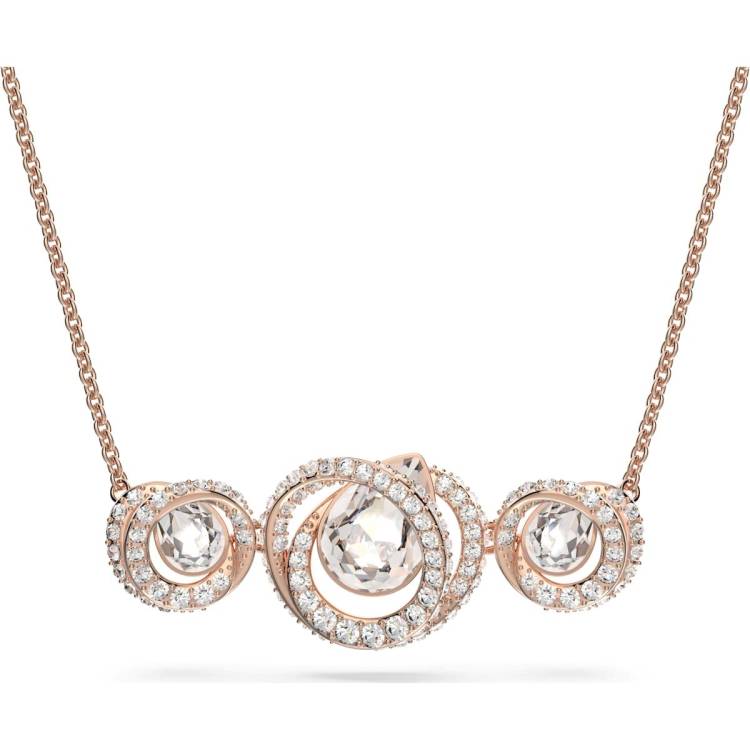 Swarovski Generation Rose Gold Tone Plated White Crystal Tri Spiral Pendant - Gold
