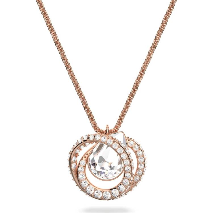 Swarovski Generation Rose Gold Tone Plated White Crystal Spiral Pendant - Gold
