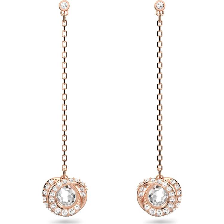 Swarovski Generation Rose Gold Tone Plated White Crystal Spiral Drop Earrings - Gold