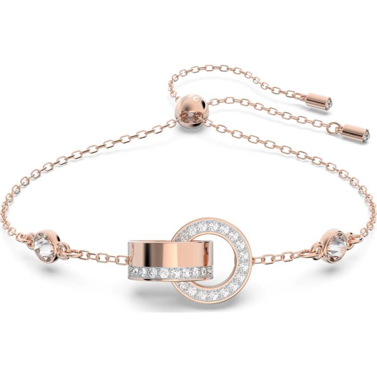 Swarovski Hollow Rose Gold Tone Plated White Crystal Intertwined Bracelet - Gold