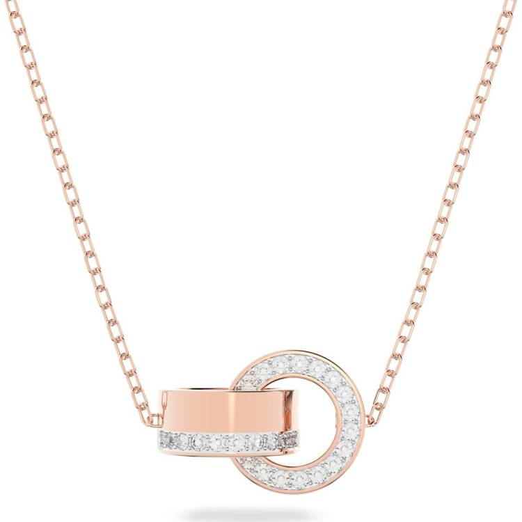 Swarovski Hollow Rose Gold Tone Plated Small White Crystal Intertwined Pendant - Gold