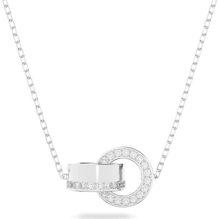 Swarovski Hollow Rhodium Plated Small White Crystal Intertwined Pendant - Silver