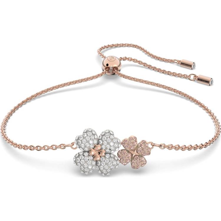 Swarovski Latisha Rose Gold Tone Plated Mulitcoloured Crystal Flower Bracelet D - Gold