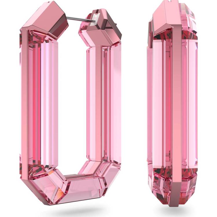 Swarovski Lucent Pink Crystal Hoop Earrings - Silver
