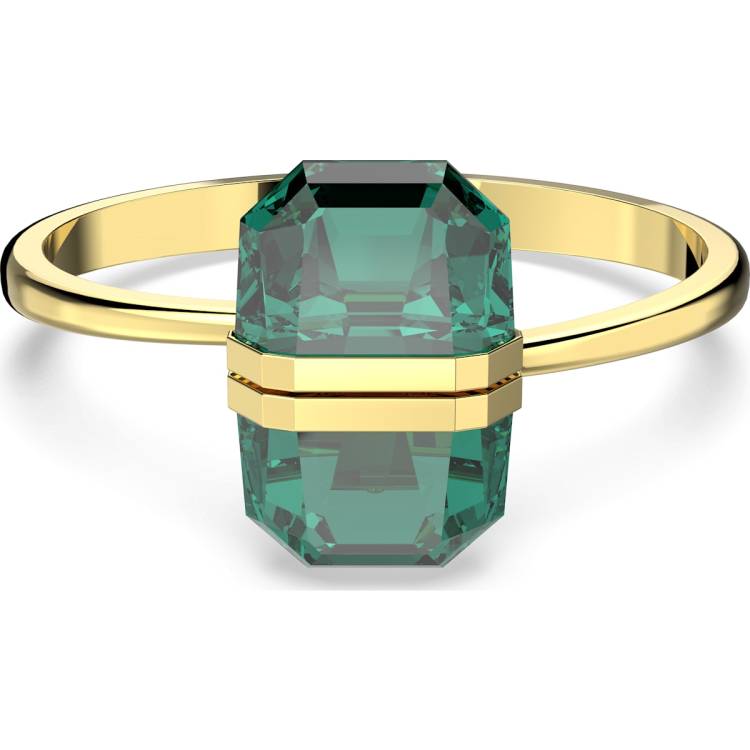 Swarovski Lucent Gold Tone Plated Green Oversized Crystal Magnetic Bangle - Medium