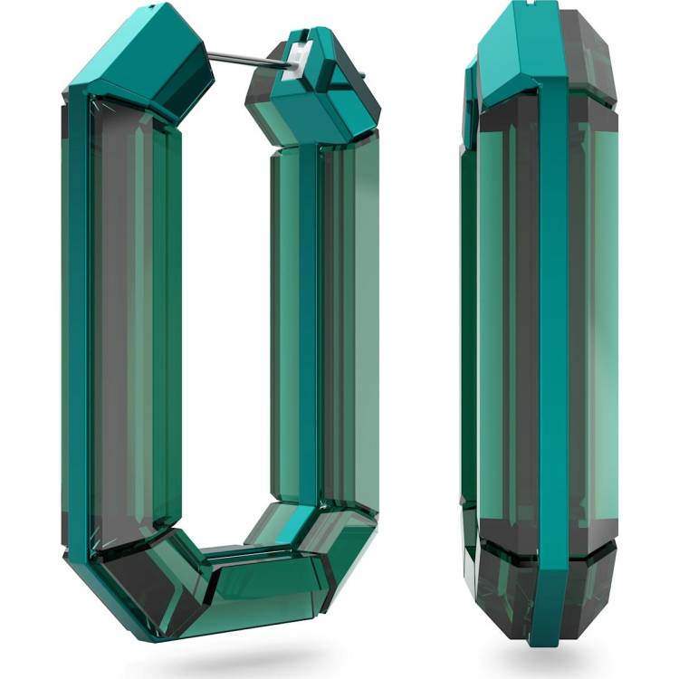 Swarovski Lucent Green Crystal Hoop Earrings - Silver